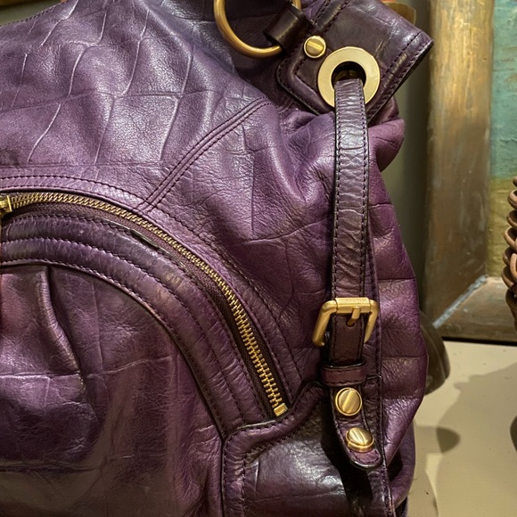 B. Makowski Purple Leather Large Tote - Picture 5 of 14